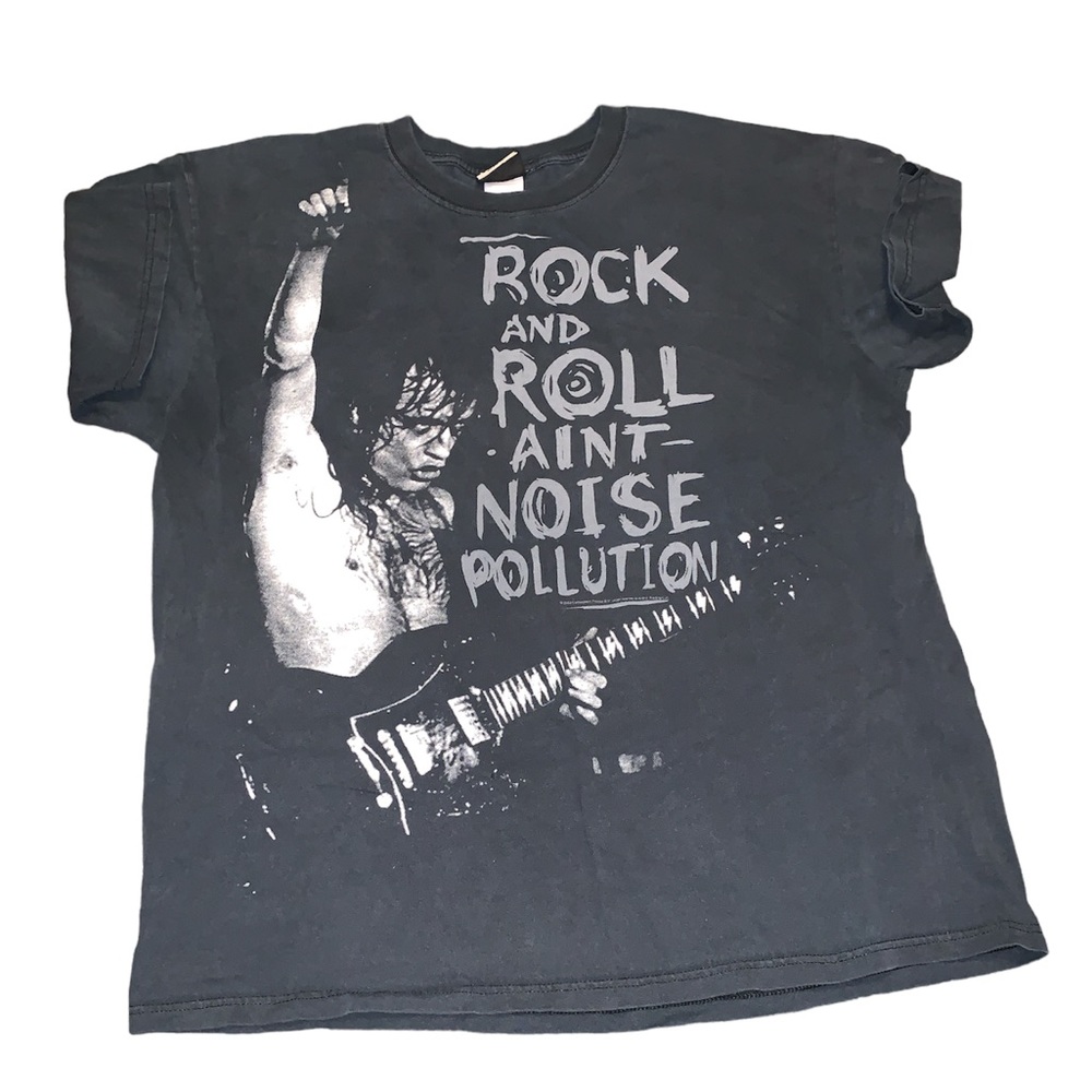Vintage 2003 AC/DC Black Rock N Roll Ain’t Noise Pollution Liquid Blue T-shirt L